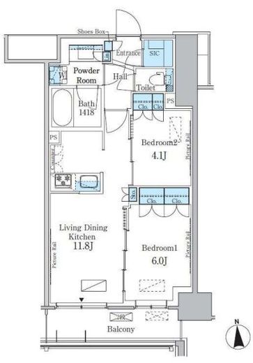 パークアクシス新宿百人町　504号室　間取り