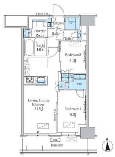 パークアクシス新宿百人町　506号室　間取り