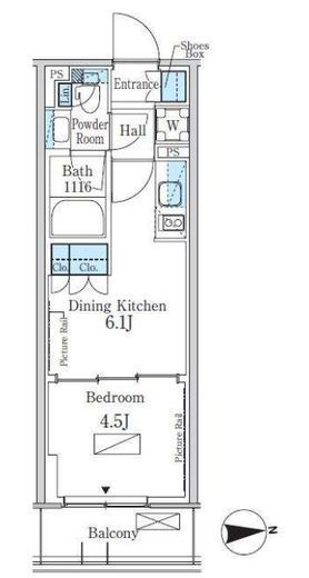 パークアクシス新宿百人町　534号室　間取り