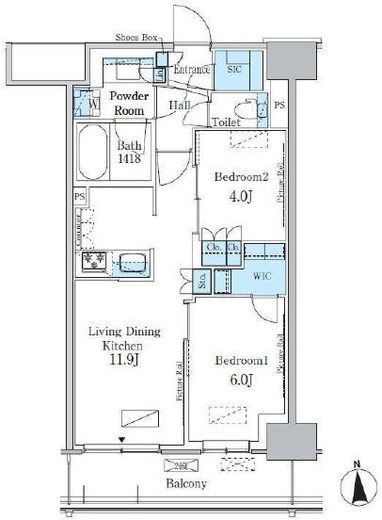 パークアクシス新宿百人町　606号室　間取り