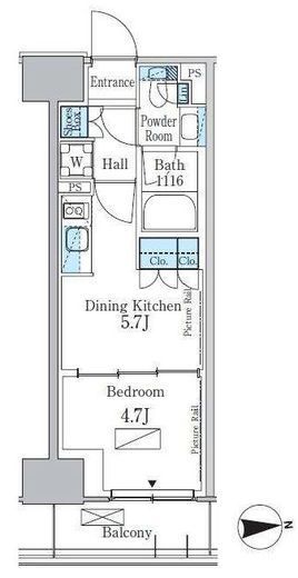 パークアクシス新宿百人町　726号室　間取り