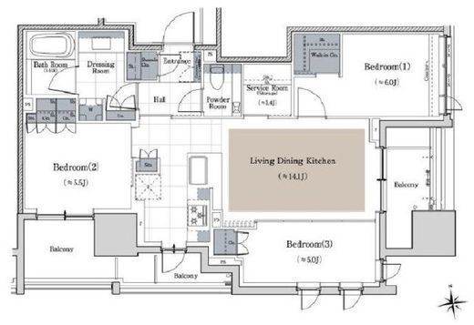 クラッシィハウス大手町ザ・スイート　903号室　間取り