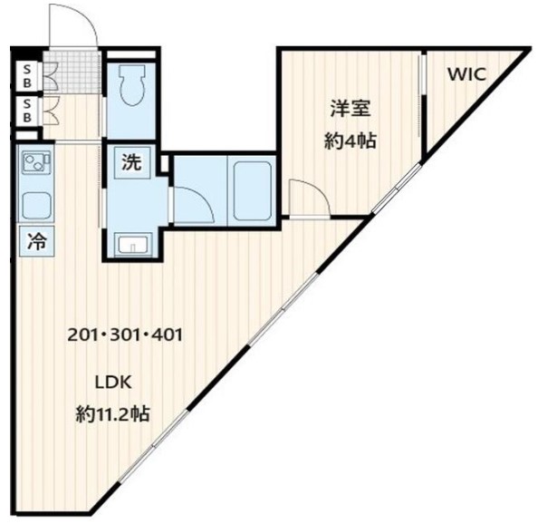 Fullea不動前　401号室　間取り