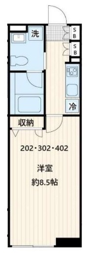 Fullea不動前 (フレア不動前)　402号室　間取り