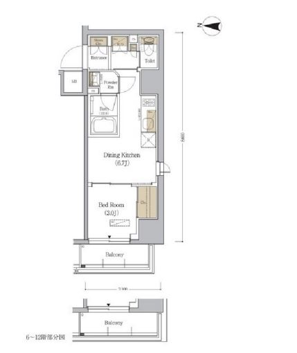 アーバネックス森下WEST　601号室　間取り
