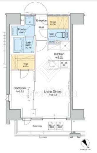 プラウドフラット清澄通り　907号室　間取り