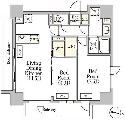 イプセ渋谷本町　1401号室　間取り