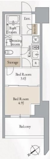 クロスレジデンス高田馬場　1403号室　間取り