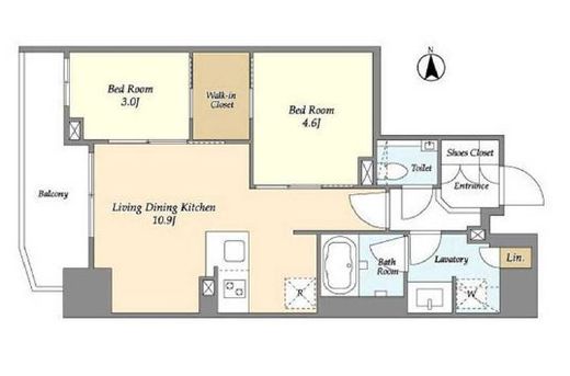 オーキッドレジデンス渋谷富ヶ谷　1303号室　間取り