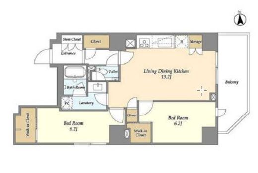 オーキッドレジデンス渋谷富ヶ谷　1304号室　間取り