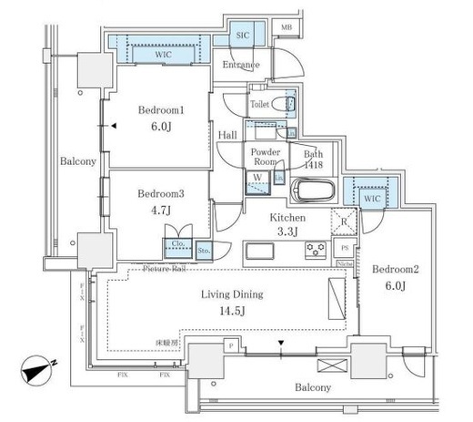 アトラスタワー五反田　1903号室　間取り