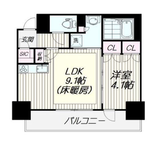 アトラスタワー五反田　609号室　間取り