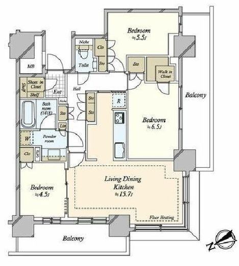 アトラスタワー五反田　2401号室　間取り