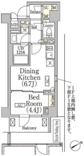 レジディア高田馬場　104号室　間取り