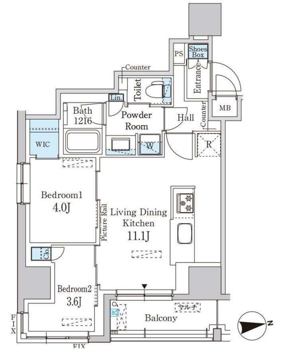 パークアクシス神田レジデンス　403号室　間取り
