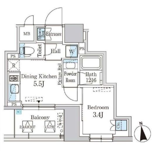 パークアクシス神田レジデンス　1002号室　間取り