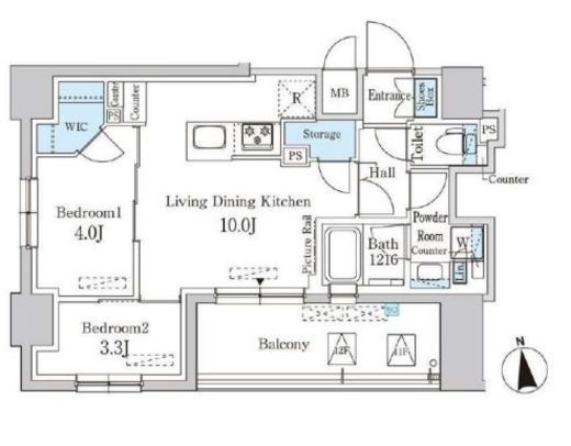 パークアクシス神田レジデンス　1201号室　間取り