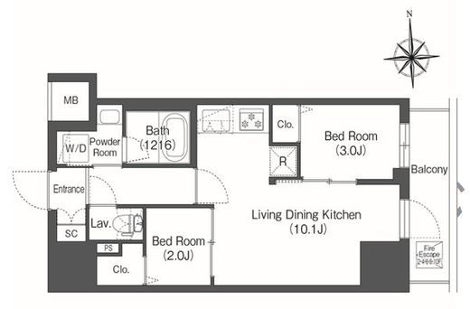 コンフォリア・リヴ木場　402号室　間取り