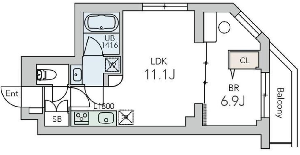 グランデュオ旗の台　401号室　間取り