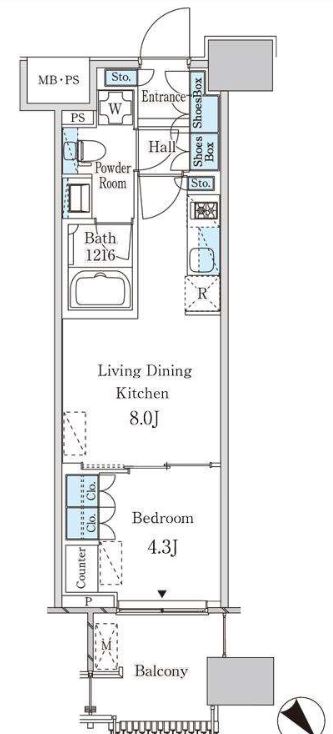 レガシス中目黒　611号室　間取り