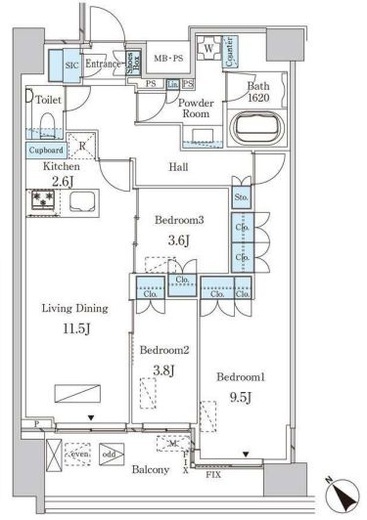 レガシス中目黒　1403号室　間取り