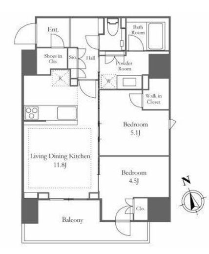 プラウド五反田　14F1号室　間取り