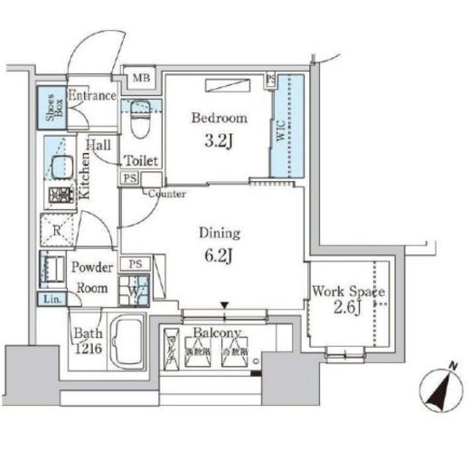 パークアクシス神保町　1207号室　間取り