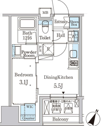 パークアクシス神保町　1305号室　間取り