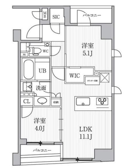 シーズンフラッツ日本橋人形町プレミア　804号室　間取り