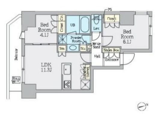 クレストコート上野　601号室　間取り