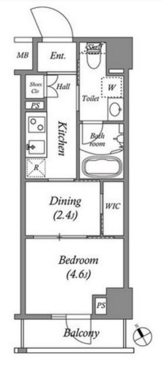 アークマーク水天宮前Ⅰ　1102号室　間取り