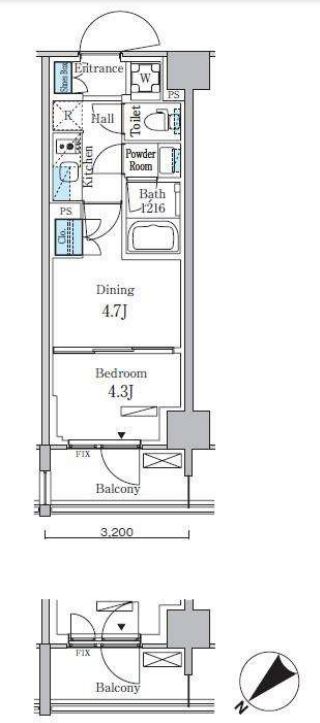 パークアクシス品川南大井パークフロント　219号室　間取り