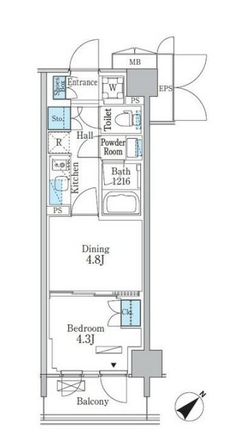 パークアクシス品川南大井パークフロント　644号室　間取り