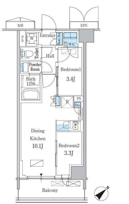 パークアクシス品川南大井パークフロント　348号室　間取り