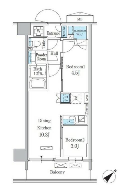 パークアクシス品川南大井パークフロント　722号室　間取り