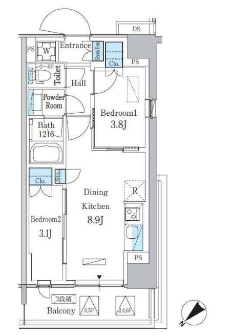 パークアクシス品川南大井パークフロント　601号室　間取り