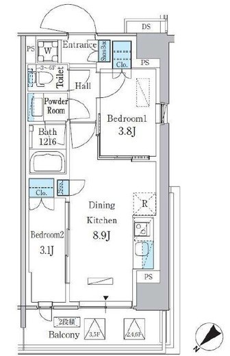 パークアクシス品川南大井パークフロント　601号室　間取り