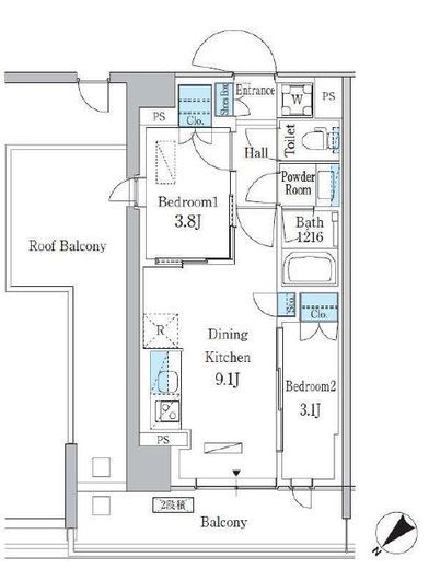 パークアクシス品川南大井パークフロント　624号室　間取り
