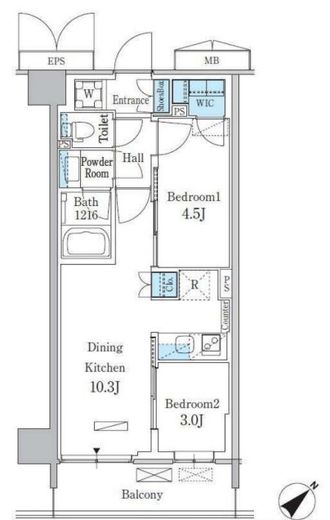 パークアクシス品川南大井パークフロント　722号室　間取り