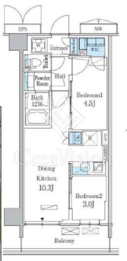 パークアクシス品川南大井パークフロント　340号室　間取り