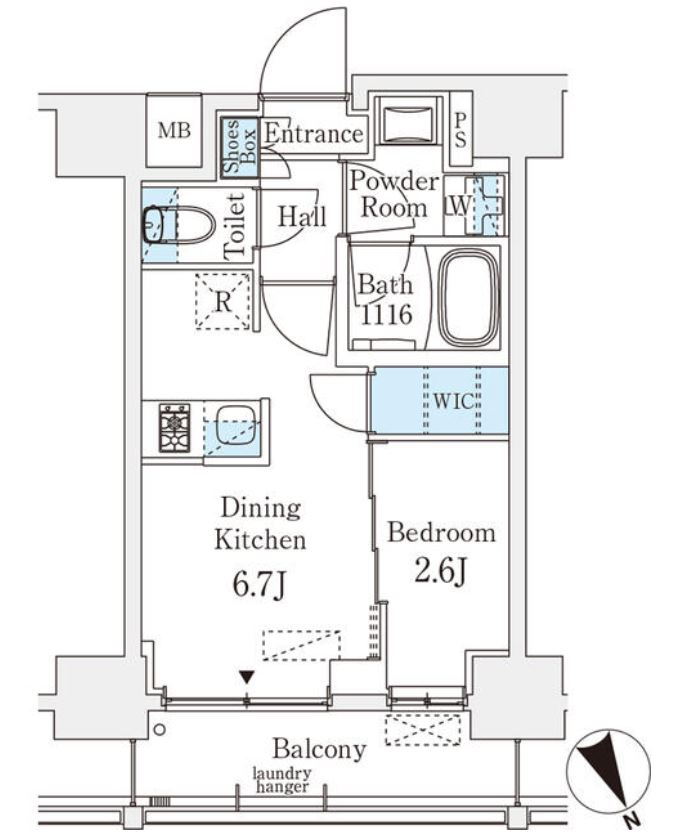 ベルファース八丁堀west　603号室　間取り