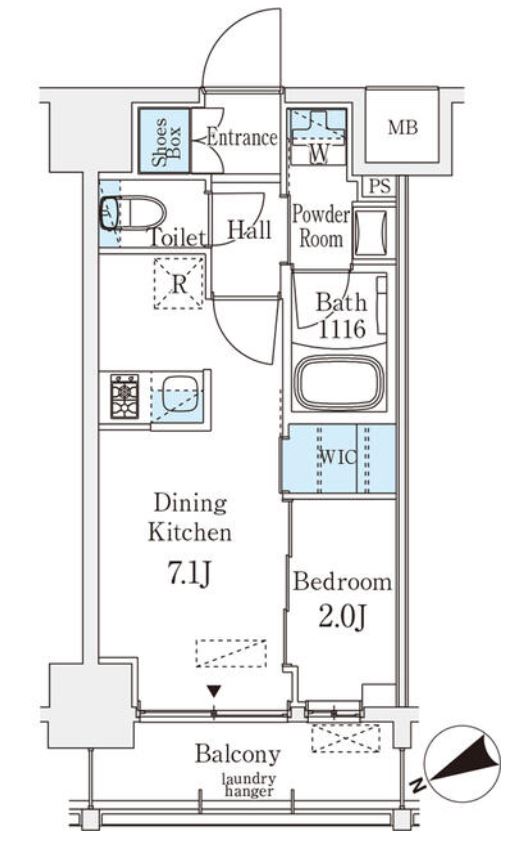 ベルファース八丁堀west　1107号室　間取り