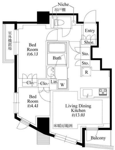 343 RESIDENCE MEGUROⅡ (343レジデンス目黒Ⅱ)　303号室　間取り