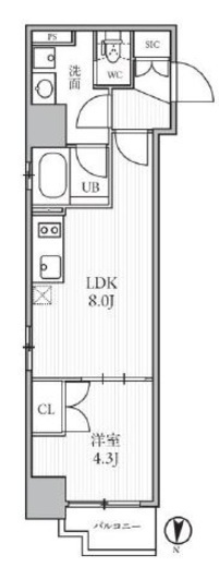 シーズンフラッツ菊川WEST　503号室　間取り