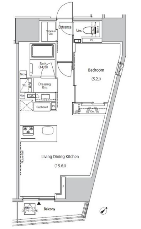 ザ・パークハビオ市ヶ谷ウエスト　304号室　間取り