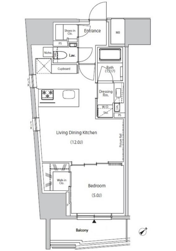 ザ・パークハビオ市ヶ谷ウエスト　1103号室　間取り