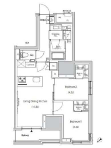 ザ・パークハビオ市ヶ谷ウエスト　1302号室　間取り