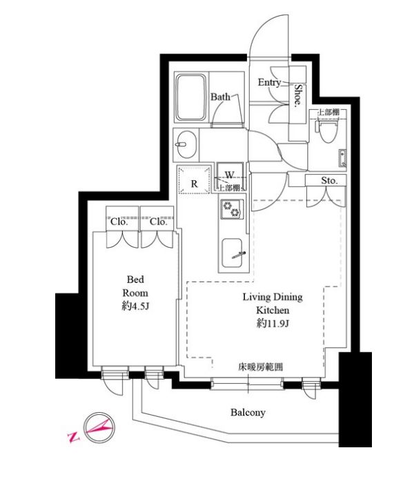 343レジデンス後楽園　202号室　間取り