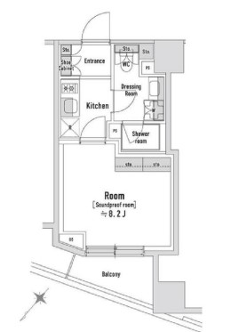 トラック八丁堀　902号室　間取り