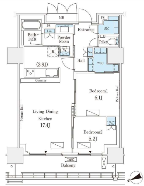 ロイヤルパークス品川　1013号室　間取り